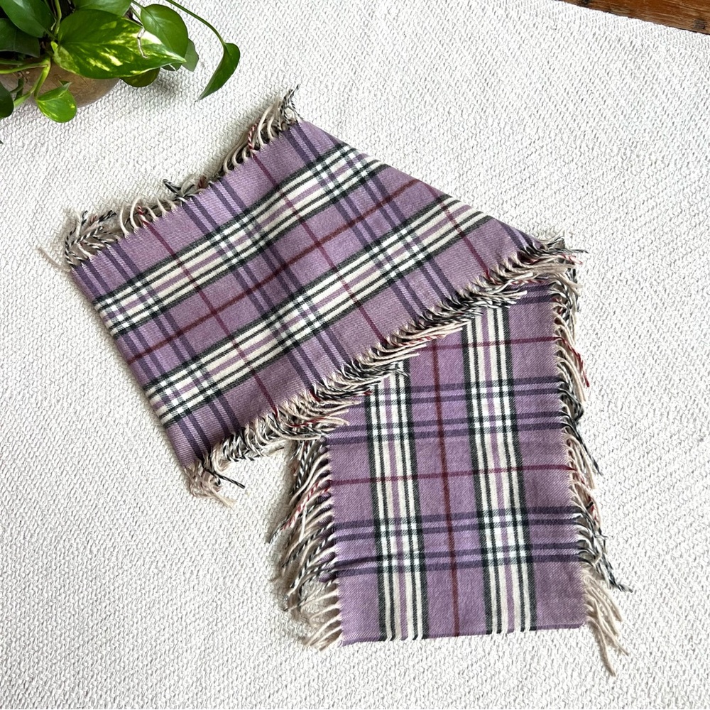V FRAAS Cashmink Purple Nova Check Plaid Spring Scarf